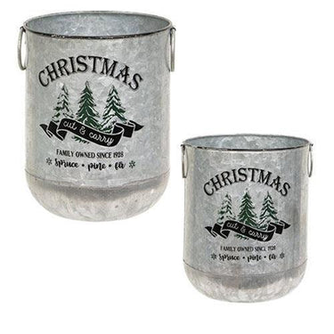 2 Set Cut & Carry Christmas Metal Buckets - The Fox Decor